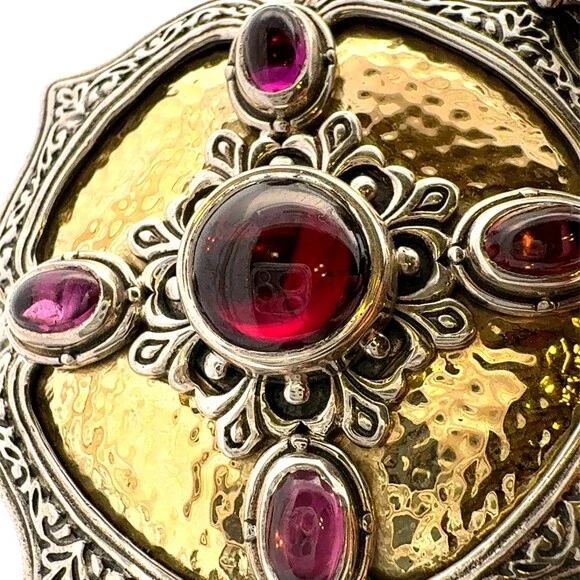 Designer Konstantino 925 Sterling Silver 18k Yellow Gold Amethyst Accent Pendant